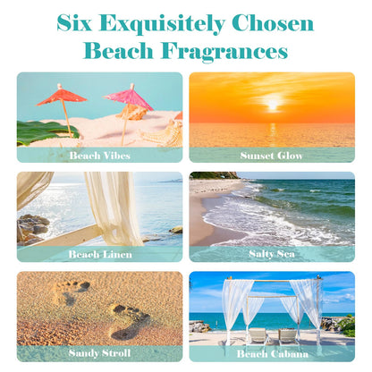 AmaKane Fragrance Oils – Beach Scents for Candles, Soaps, Diffusers | 6x10ml Beach Vibes, Sunset Glow, Beach Linen, Salty Sea & More