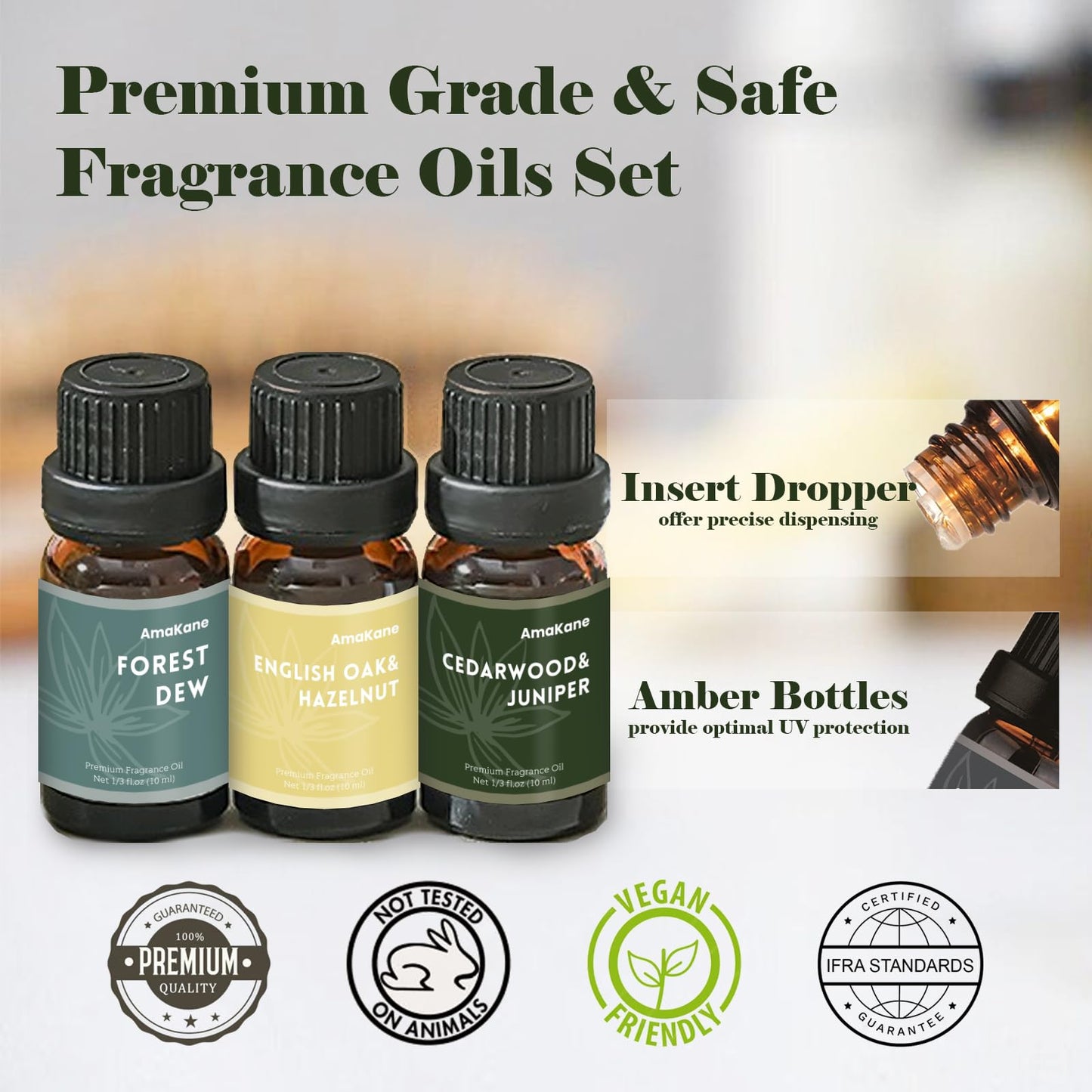AmaKane Woodland Fragrance Oils - 6x10ml Forest Diffuser & Candle Scents