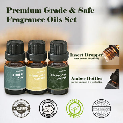 AmaKane Woodland Fragrance Oils - 6x10ml Forest Diffuser & Candle Scents