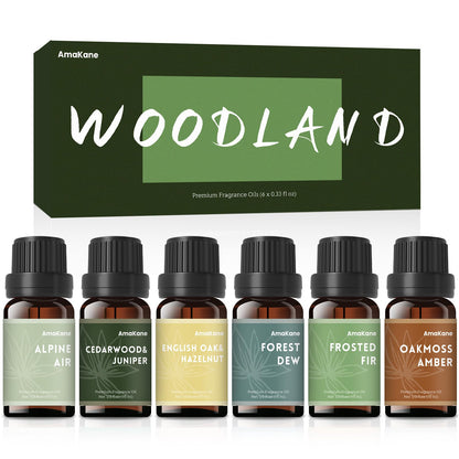 AmaKane Woodland Fragrance Oils - 6x10ml Forest Diffuser & Candle Scents