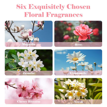 AmaKane Floral Fragrance Oils – 6x10ml Rose, Jasmine, Chamomile, Neroli, Magnolia & Cherry Blossom | Diffuser & DIY Scents