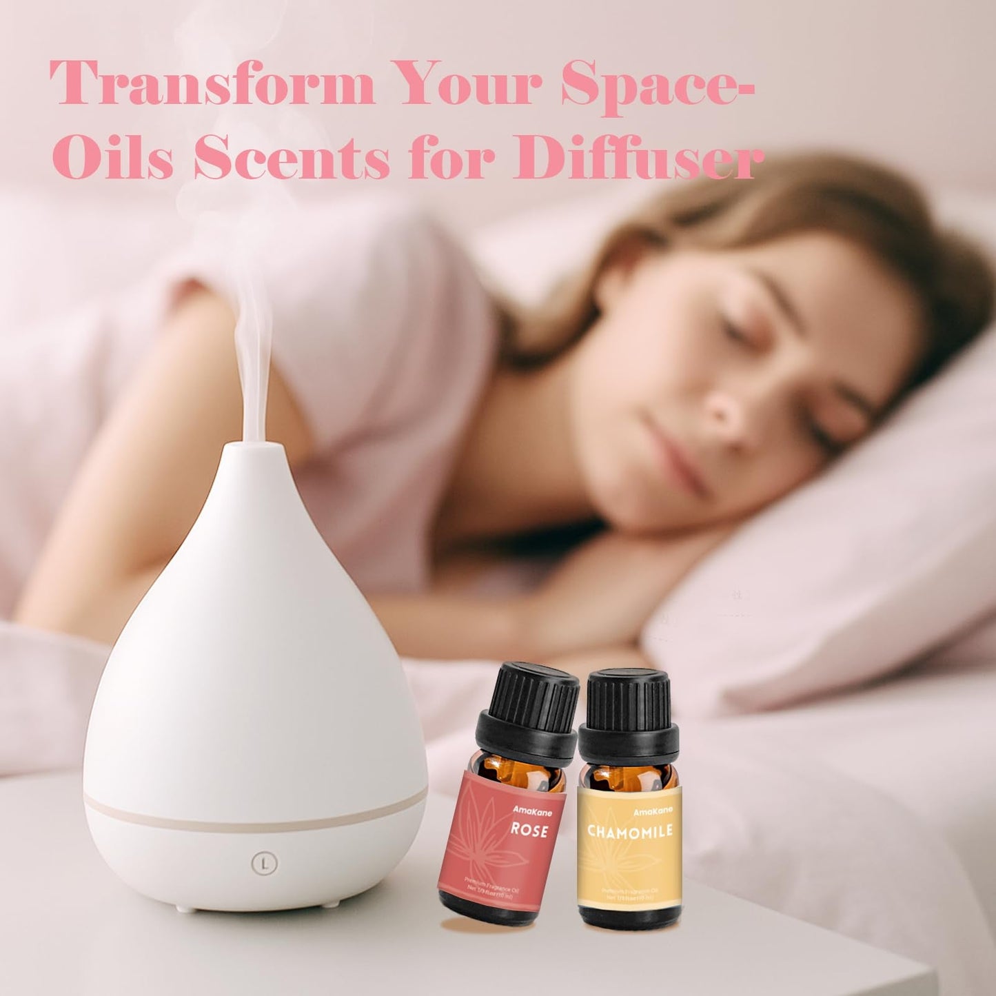 AmaKane Floral Fragrance Oils – 6x10ml Rose, Jasmine, Chamomile, Neroli, Magnolia & Cherry Blossom | Diffuser & DIY Scents