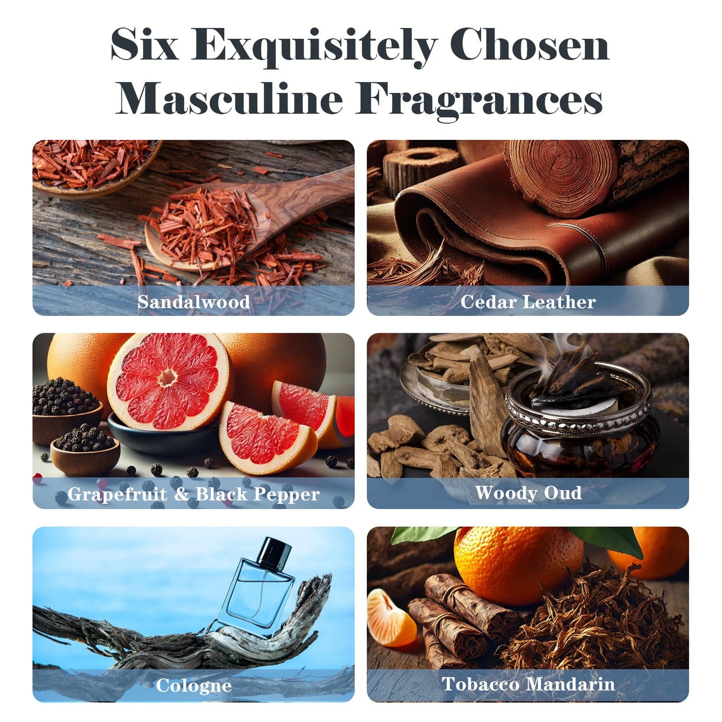 AmaKane Fragrance Oils – Masculine Scents for Men (6x10 ml each)