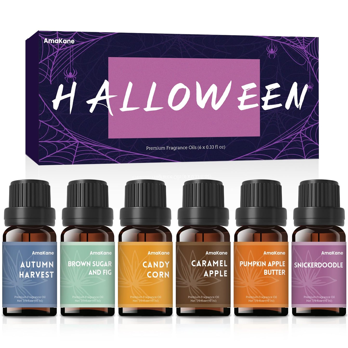 AmaKane Halloween Fragrance Oil Set – 6x10ml Fall Diffuser & Candle Scents