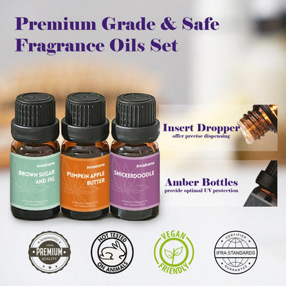 AmaKane Halloween Fragrance Oil Set – 6x10ml Fall Diffuser & Candle Scents
