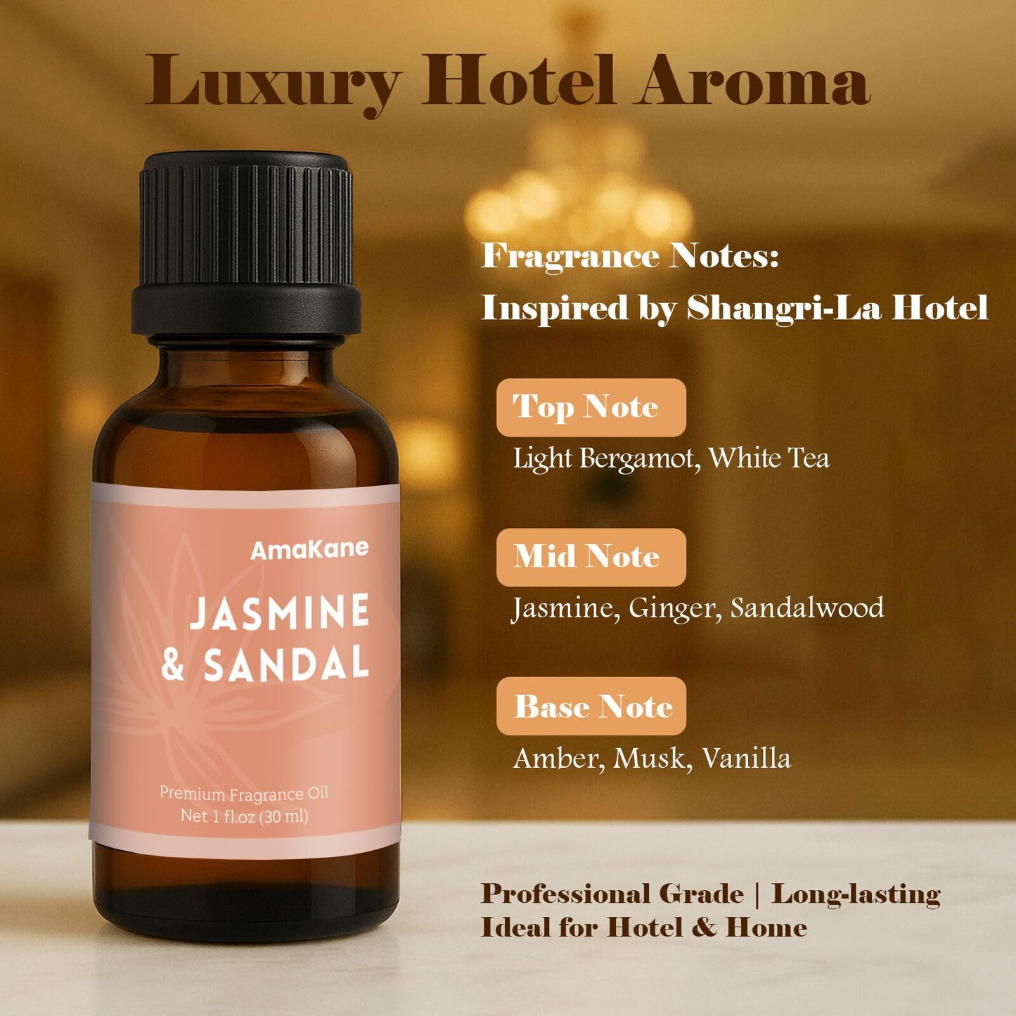 AmaKane Jasmine & Sandal Hotel Fragrance Oil 30ml – Shangri-La Inspired