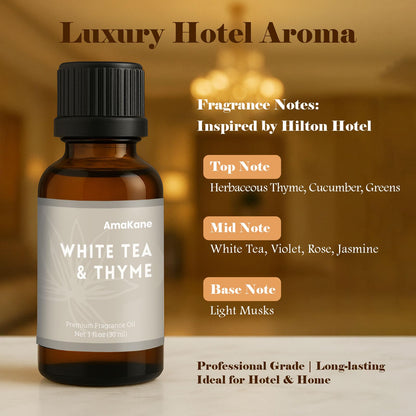 AmaKane White Tea & Thyme Fragrance Oil 30ml – Hilton-Inspired Diffuser Oil
