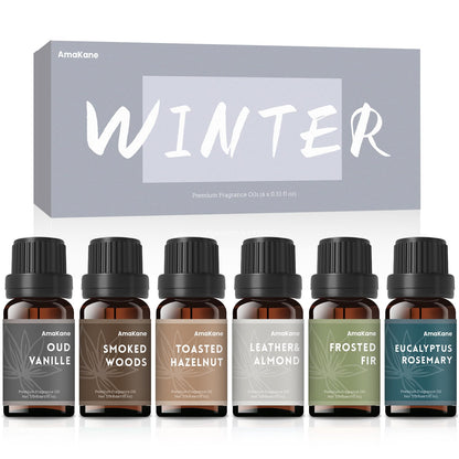 AmaKane Winter Fragrance Oil 6x10ml – Oud Vanille, Frosted Fir & More
