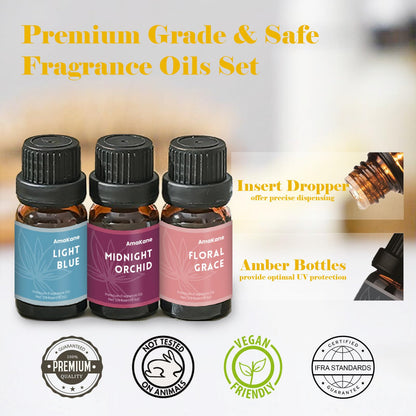 AmaKane Feminine Fragrance Oils – 6x10ml Set for Diffuser, Candle & Soap | Floral Grace, Miss Coco, Midnight Orchid & More