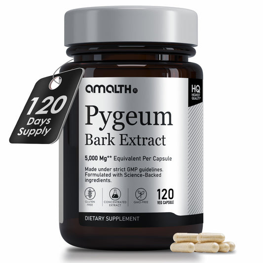 Amalth Pygeum Bark Extract Powder – Higher Potency (6.5% Phytosterols) – Herbal Supplements 120 Capsules – Non-GMO BritishVita | Premium UK Vitamins & Wellness Supplements