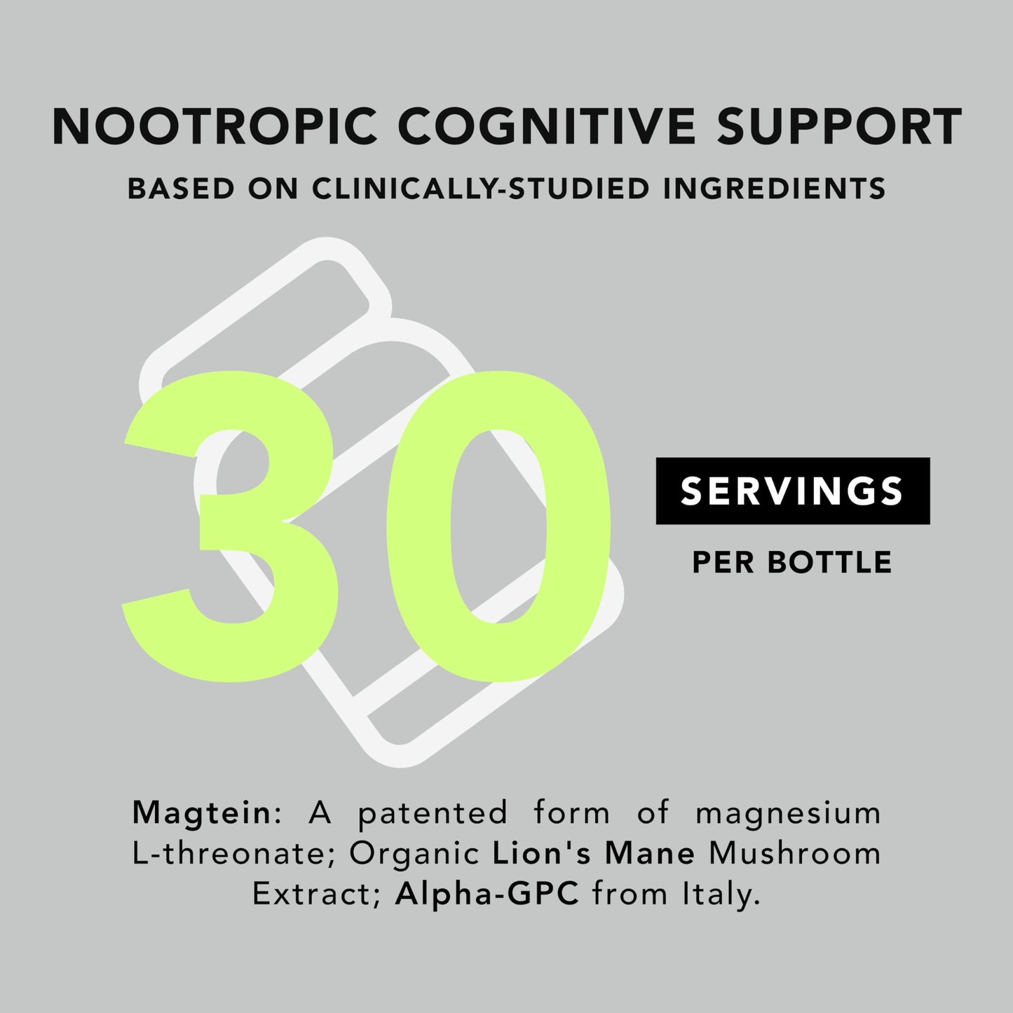 AMANDEAN Brain Supplement | Nootropic for Memory, Focus & Clarity | Magtein, Lion's Mane, Alpha GPC | 90 Veggie Capsules