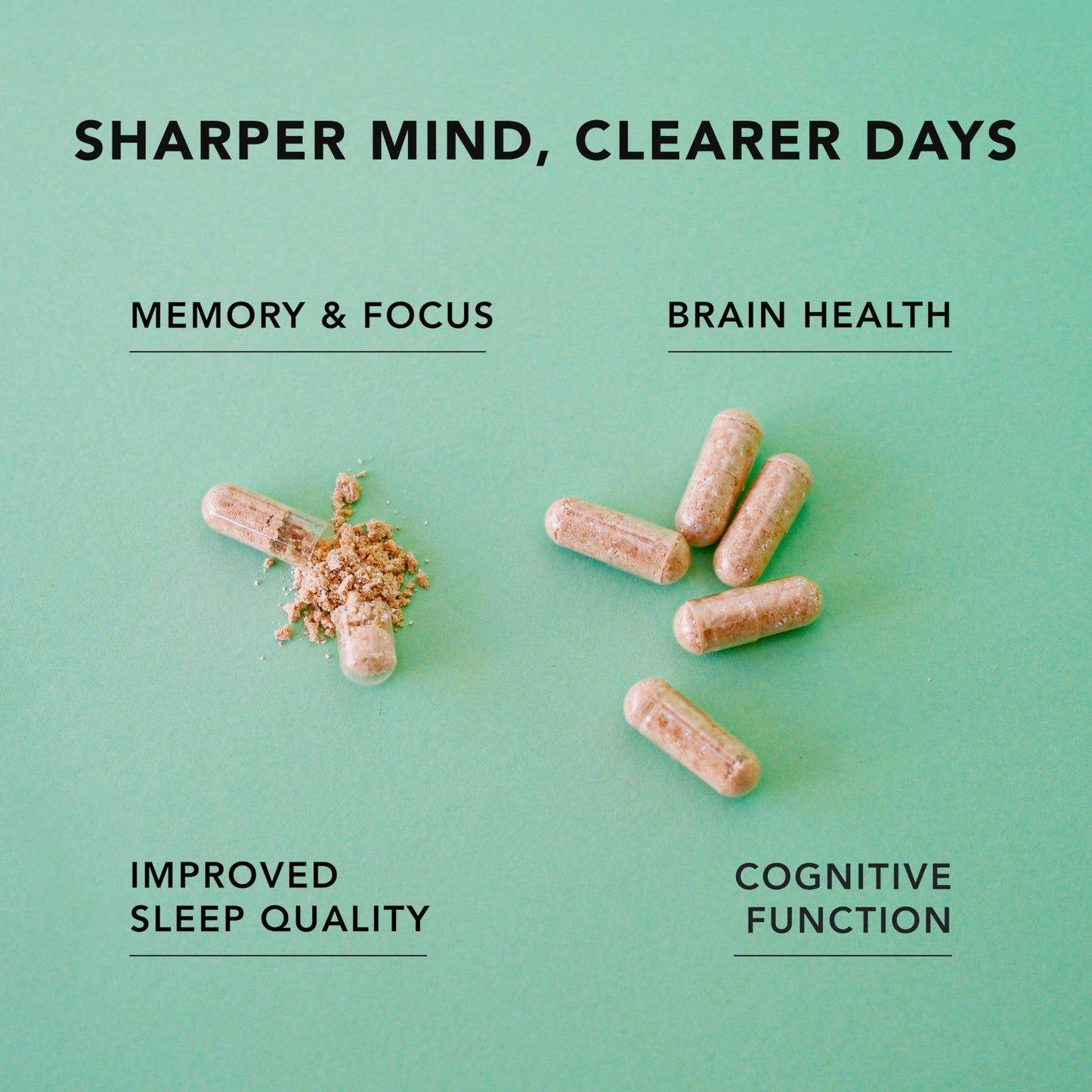 AMANDEAN Brain Supplement | Nootropic for Memory, Focus & Clarity | Magtein, Lion's Mane, Alpha GPC | 90 Veggie Capsules