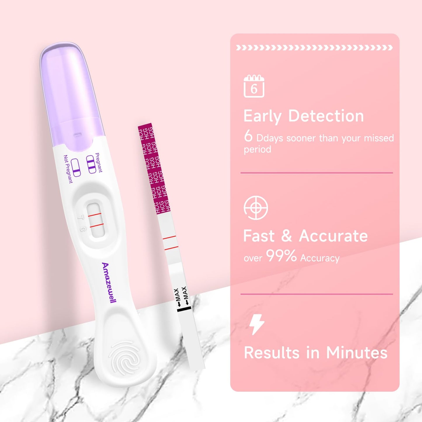Amazewell Urine Cups for Ovulation & Pregnancy Test – 2 Early Tests, 5 HCG Strips, 1 Collapsible Urine Cup