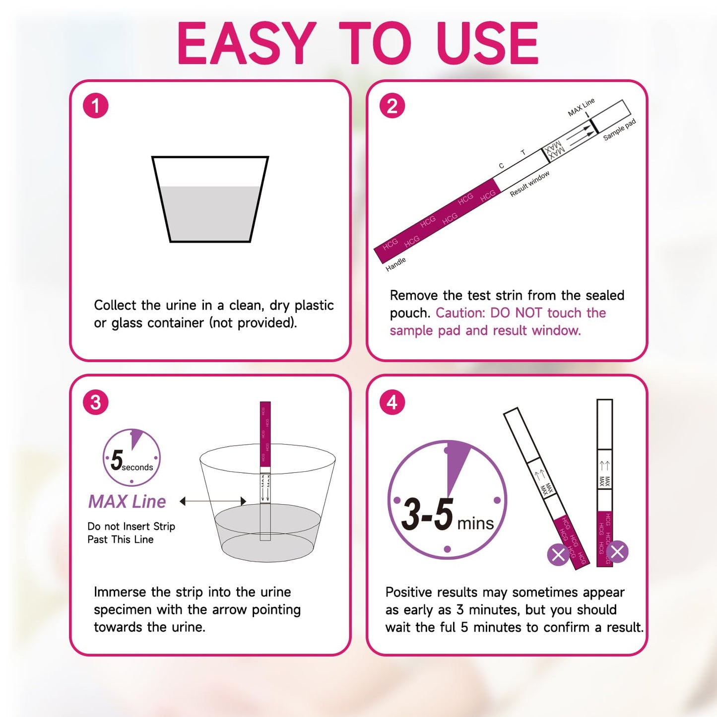 Amazewell Early Detection Pregnancy Test Strips – At-Home hCG Tests, 50 Pack, 99%+ Accuracy