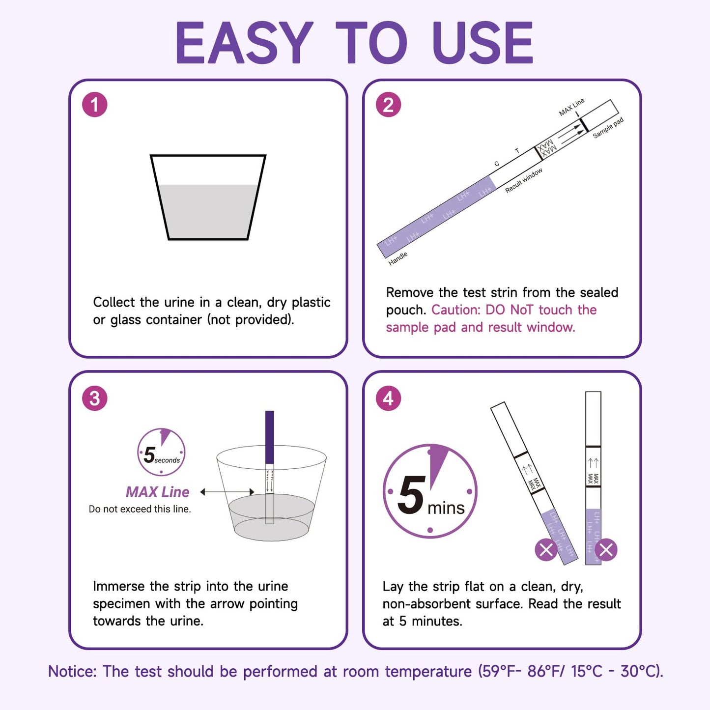 Ovulation Test Strips with Cups – Amazewell LH Kit, 50 Pcs