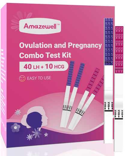 Ovulation & Pregnancy Test Strips Kit by Amazewell – 40 Strips (LH & HCG)