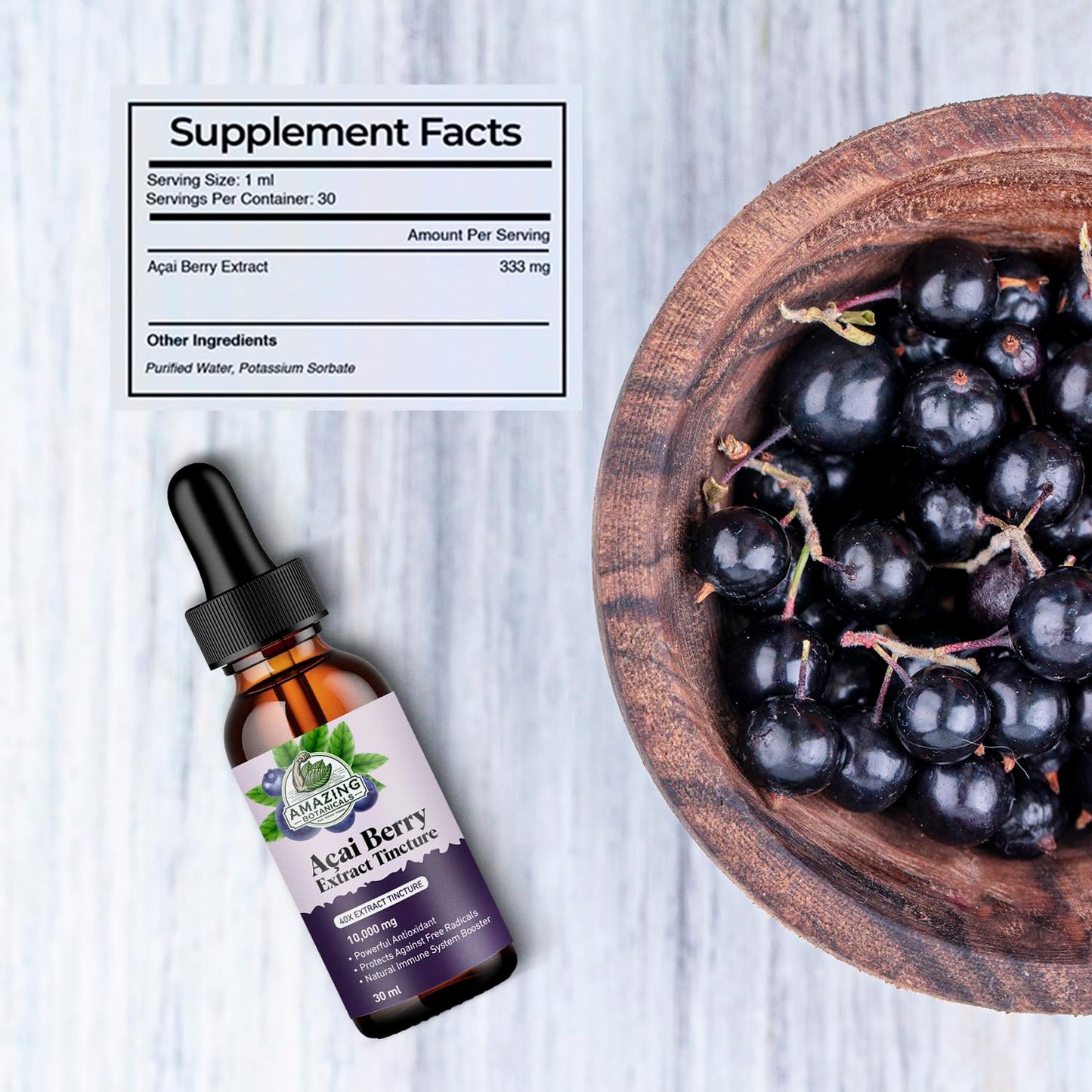 Amazing Botanicals Acai Berry Tincture 10,000 mg – 30ml | Premium Antioxidant Supplement