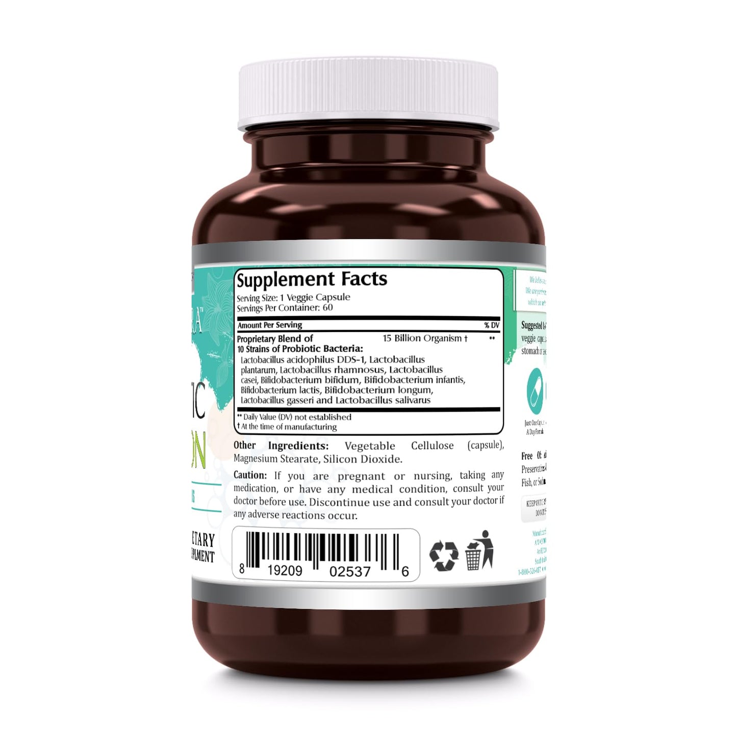 Amazing Flora Probiotic 10 Strains 15 Billions | 60 Veggie Capsules | Non-GMO | Gluten-Free | Made in USA