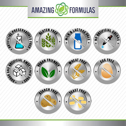 Amazing Formulas 5-HTP (L-5-Hydroxytryptophan) Supplement | 200 Mg per Serving | Veggie Capsules | Non-GMO | Gluten-Free | Made in USA (1 Pack | 120 Count)