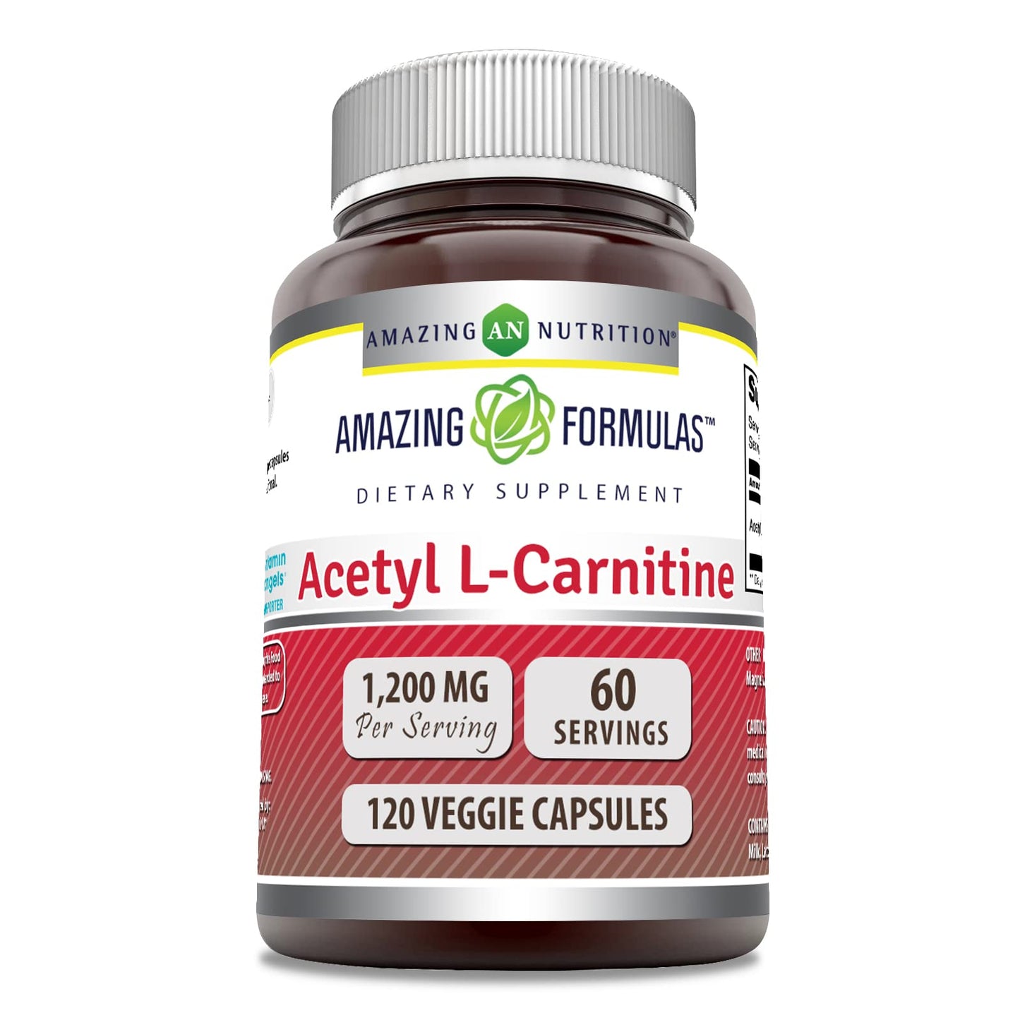 Amazing Formulas Acetyl L-Carnitine 1200 Mg – 120 Veggie Capsules | Made in USA