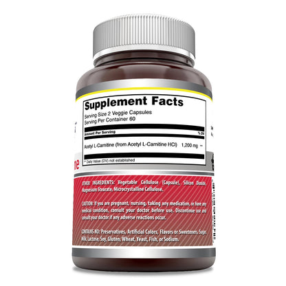 Amazing Formulas Acetyl L-Carnitine 1200 Mg – 120 Veggie Capsules | Made in USA