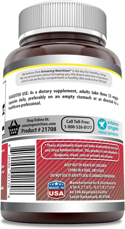 Amazing Formulas Acetyl L-Carnitine HCl 1500 mg Veggie Capsules – Non-GMO, Gluten Free, Made in USA | Vegetarian | Pack of 2 (120 Count)