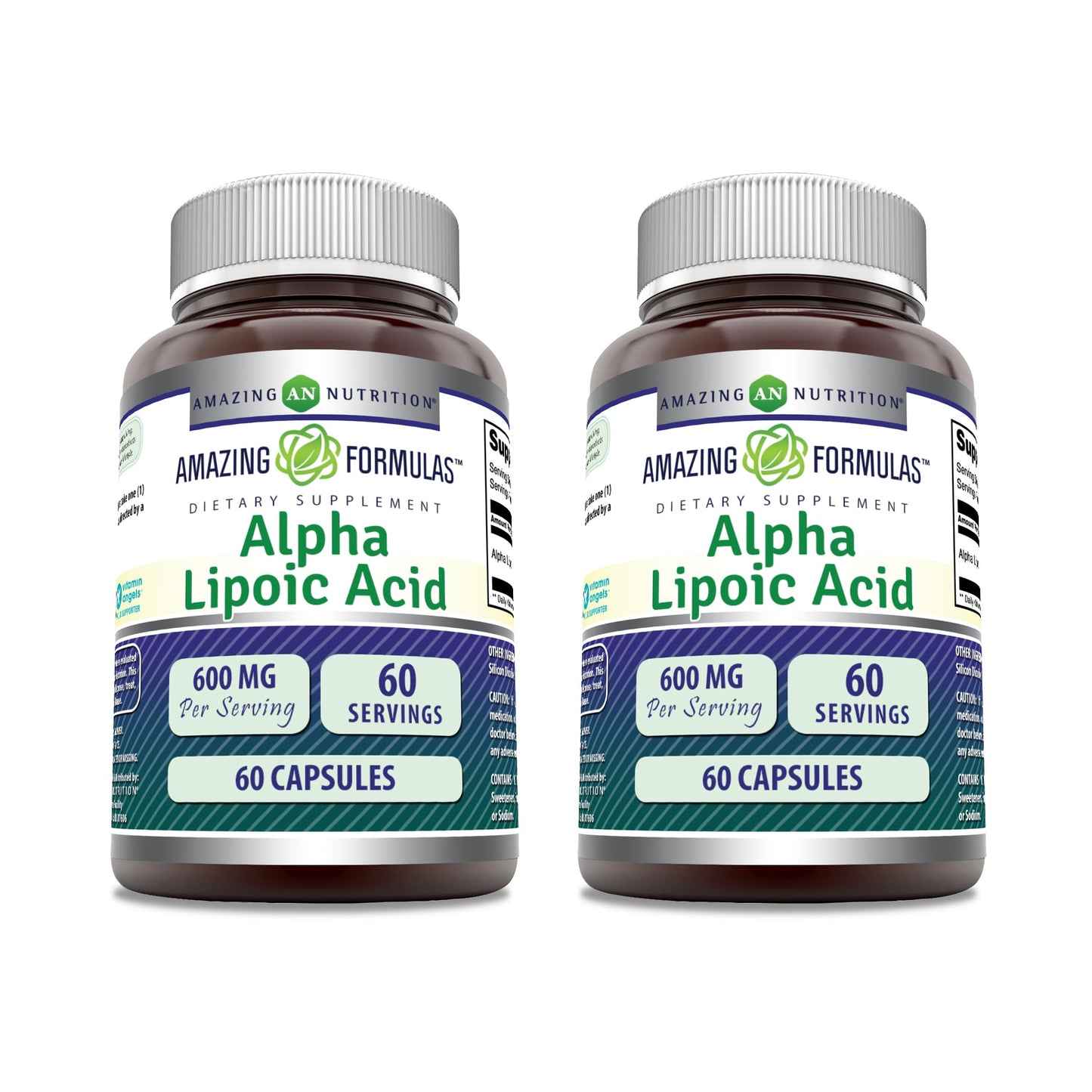 Amazing Formulas Alpha Lipoic Acid 600 mg – 60 Capsules | Non-GMO, Gluten Free | Made in USA | 2-Pack