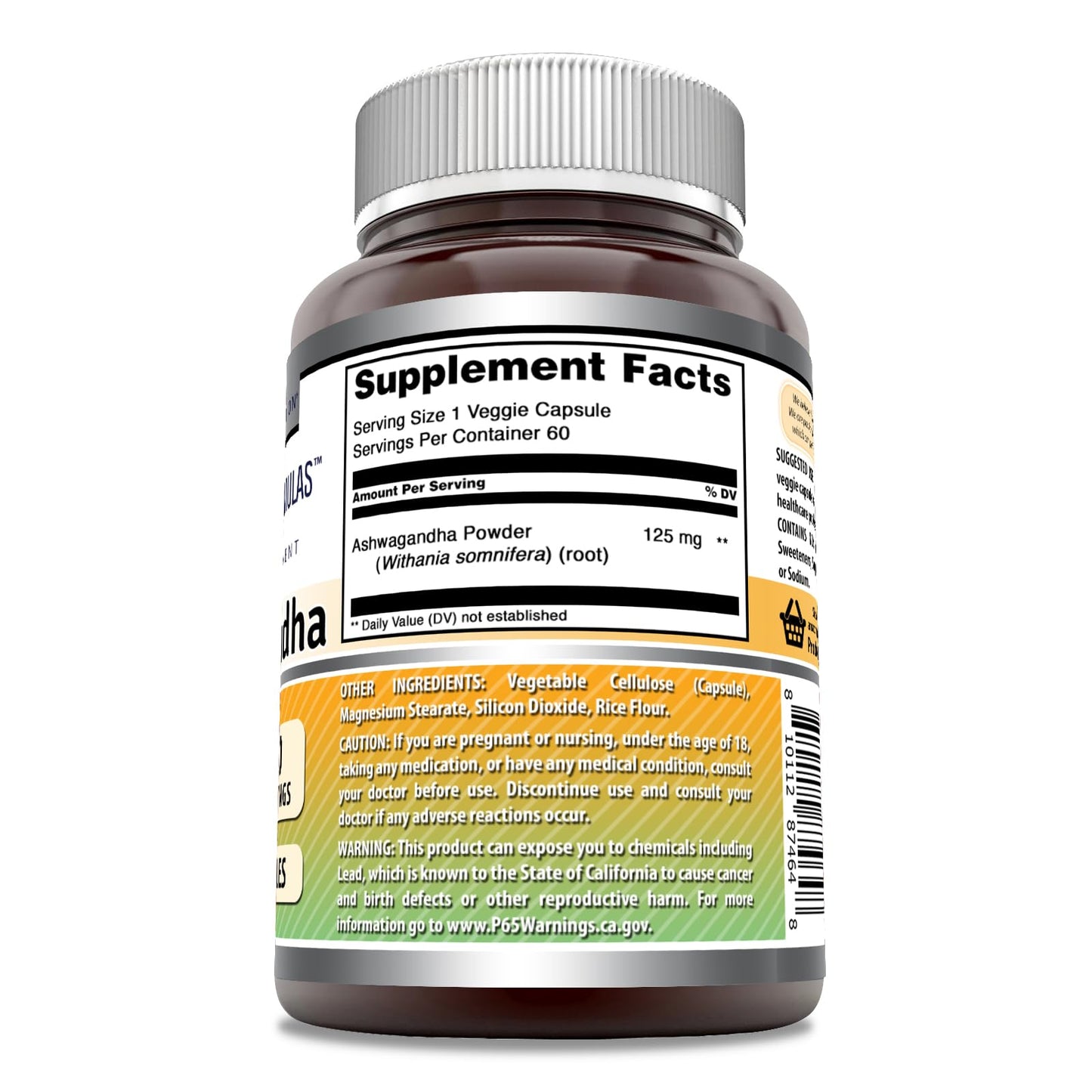 Amazing Formulas Ashwagandha 125 mg | Veggie Capsule, 60 Count