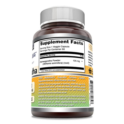 Amazing Formulas Ashwagandha 125 mg | Veggie Capsule, 60 Count