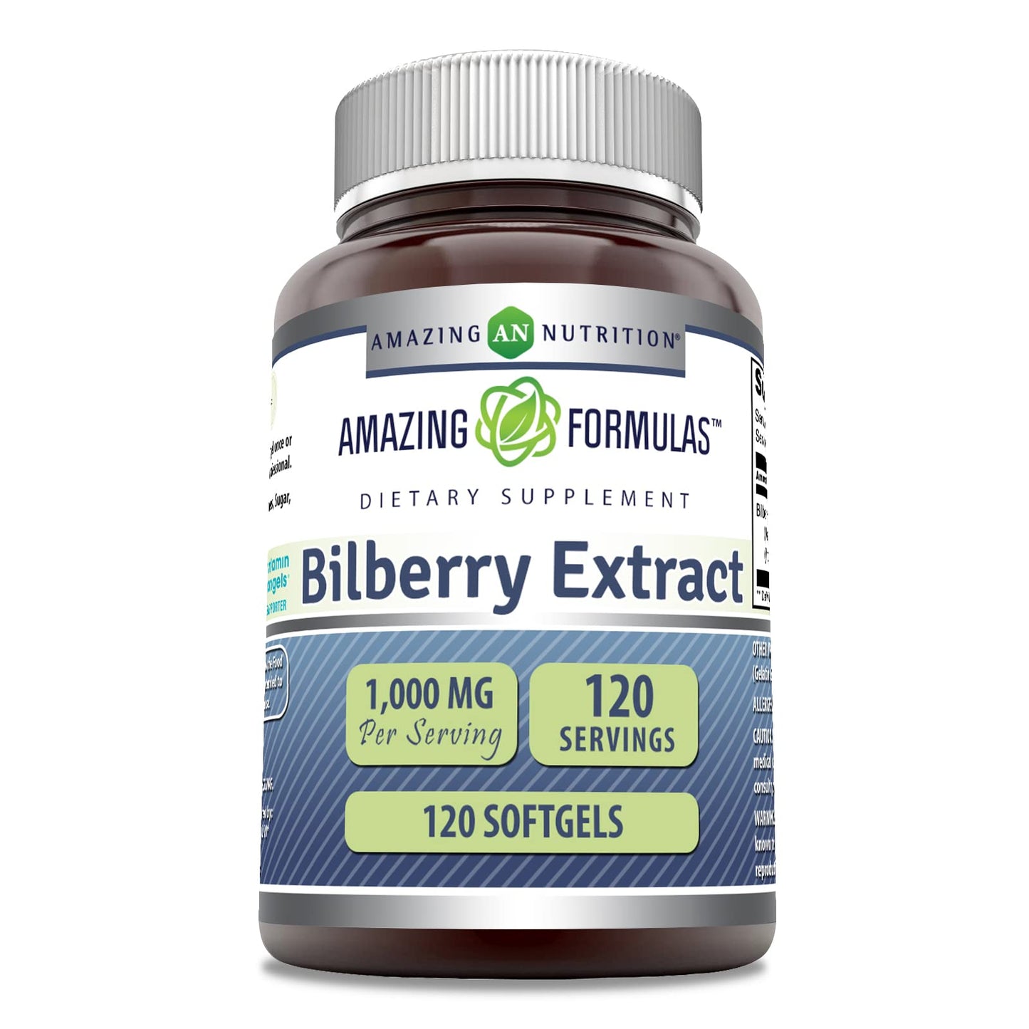 Amazing Formulas Bilberry Extract Supplement 1000 mg - 120 Softgels | Rich in Vitamins