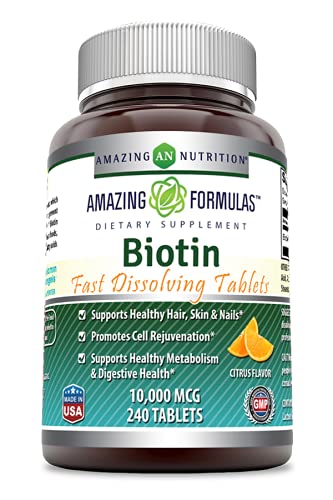 Amazing Formulas Biotin 10000 mcg - Hair, Skin & Nails, Citrus (240ct)