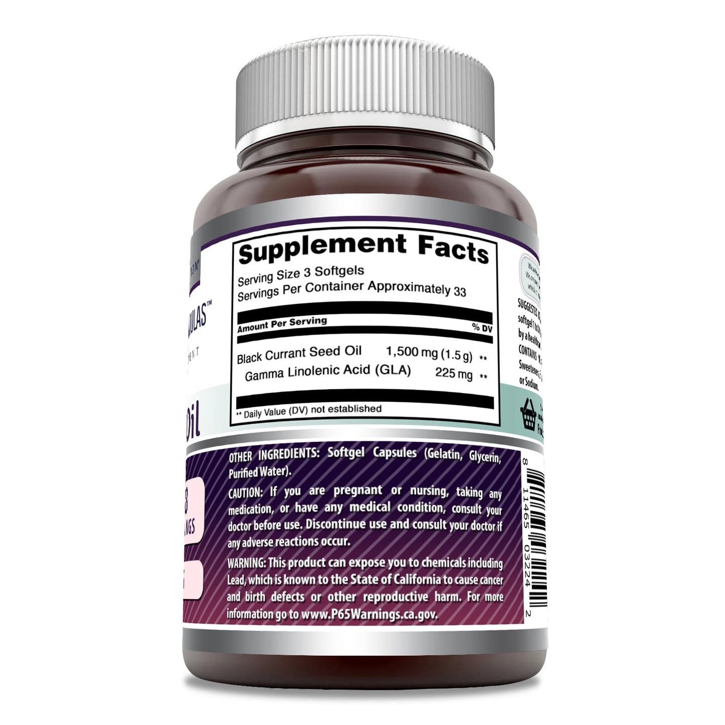 Amazing Formulas Black Currant Oil 1500 mg - Softgels, GLA, Non-GMO