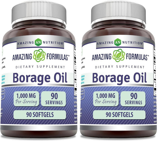 Amazing Formulas Borage Oil Supplement - 2000 mg per Serving | 2-Pack (90 Count) Softgels | Non-GMO, Gluten-Free | Made in USA BritishVita | Premium UK Vitamins & Wellness Supplements