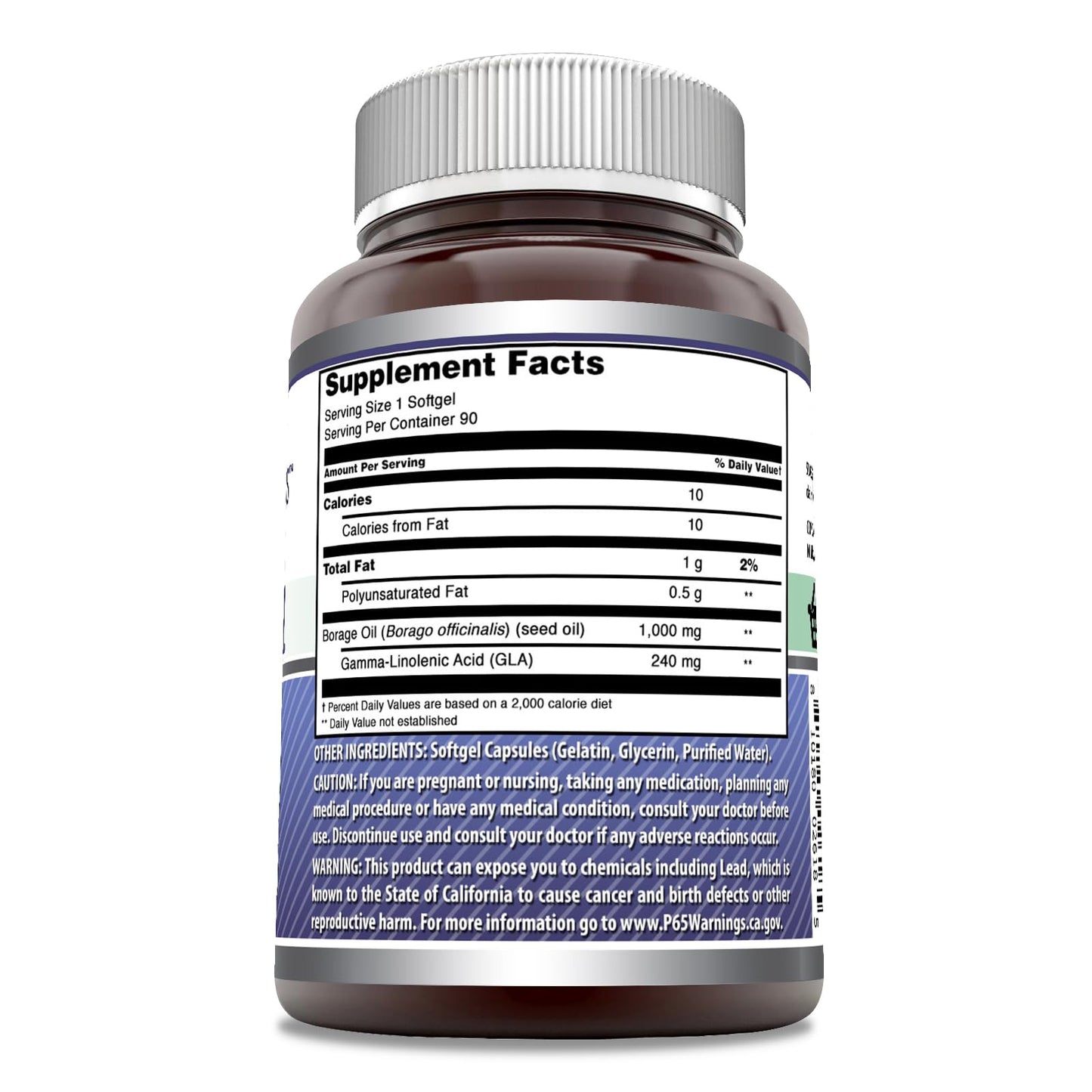 Amazing Formulas Borage Oil Supplement - 2000 mg per Serving | 2-Pack (90 Count) Softgels | Non-GMO, Gluten-Free | Made in USA