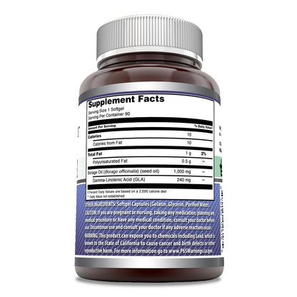 Amazing Formulas Borage Oil Supplement - 2000 mg per Serving | 2-Pack (90 Count) Softgels | Non-GMO, Gluten-Free | Made in USA