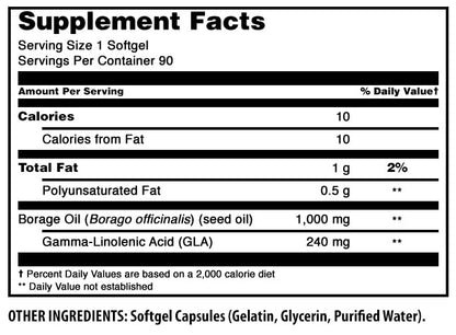 Amazing Formulas Borage Oil Supplement - 2000 mg per Serving | 2-Pack (90 Count) Softgels | Non-GMO, Gluten-Free | Made in USA