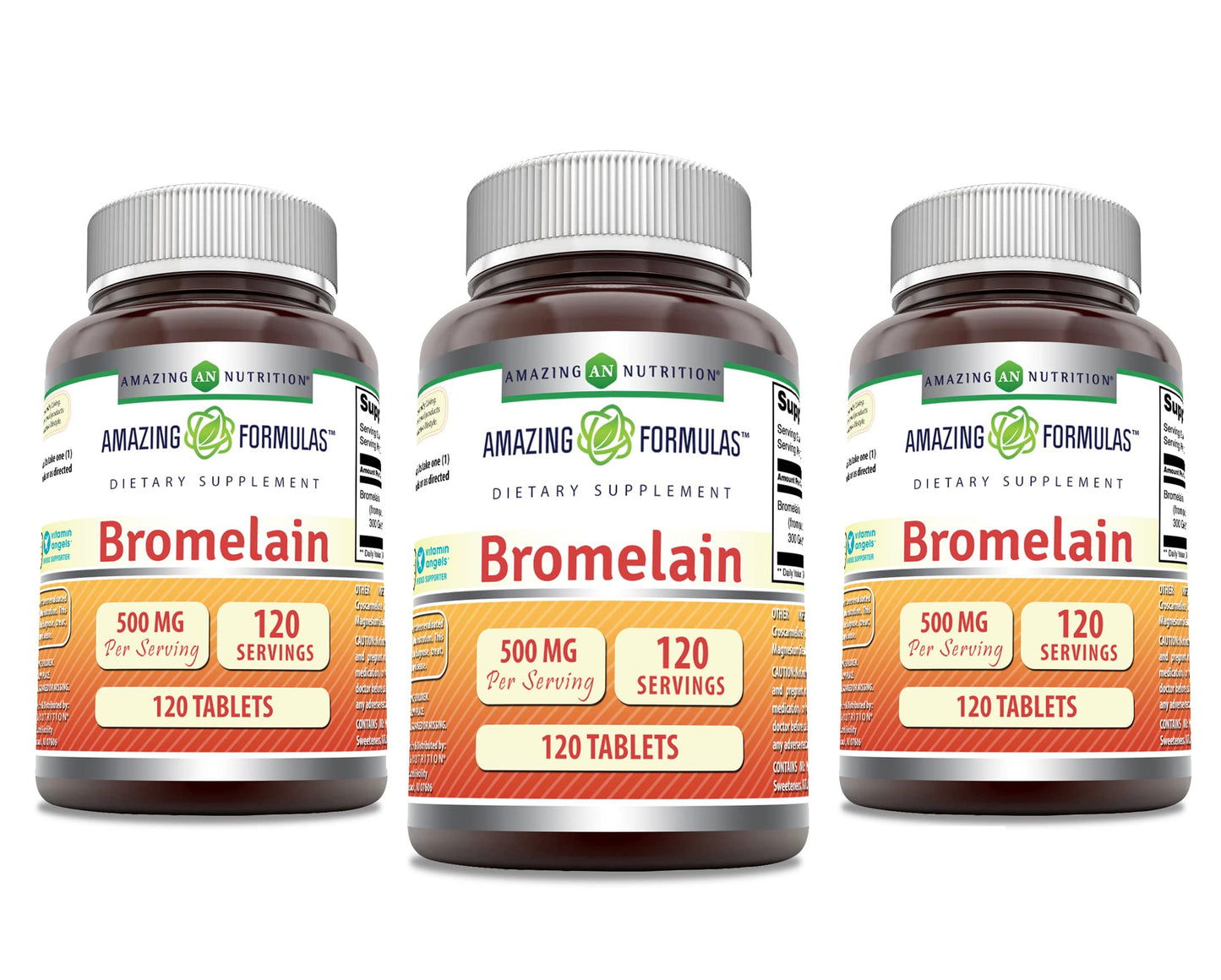 Amazing Formulas Bromelain 500 mg | 120 Count Pack of 3 | Non-GMO, Gluten-Free | Made in USA