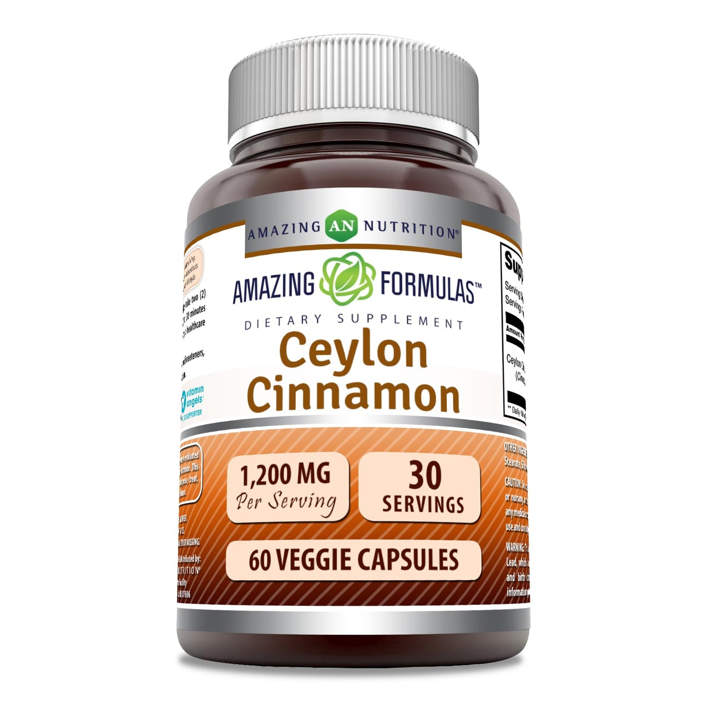 Amazing Formulas Ceylon Cinnamon 1200 mg – Veggie Capsules, Non-GMO, Gluten Free, Made in USA | 60 Count