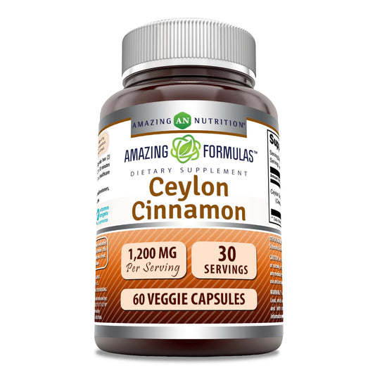 Amazing Formulas Ceylon Cinnamon 1200 mg – Veggie Capsules, Non-GMO, Gluten Free, Made in USA | 60 Count BritishVita | Premium UK Vitamins & Wellness Supplements