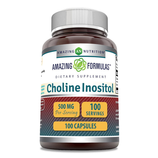 Amazing Formulas Choline & Inositol 500 mg Supplement – Capsules, Non-GMO, Gluten-Free, Made in USA | 1 Pack | 100 Count BritishVita | Premium UK Vitamins & Wellness Supplements