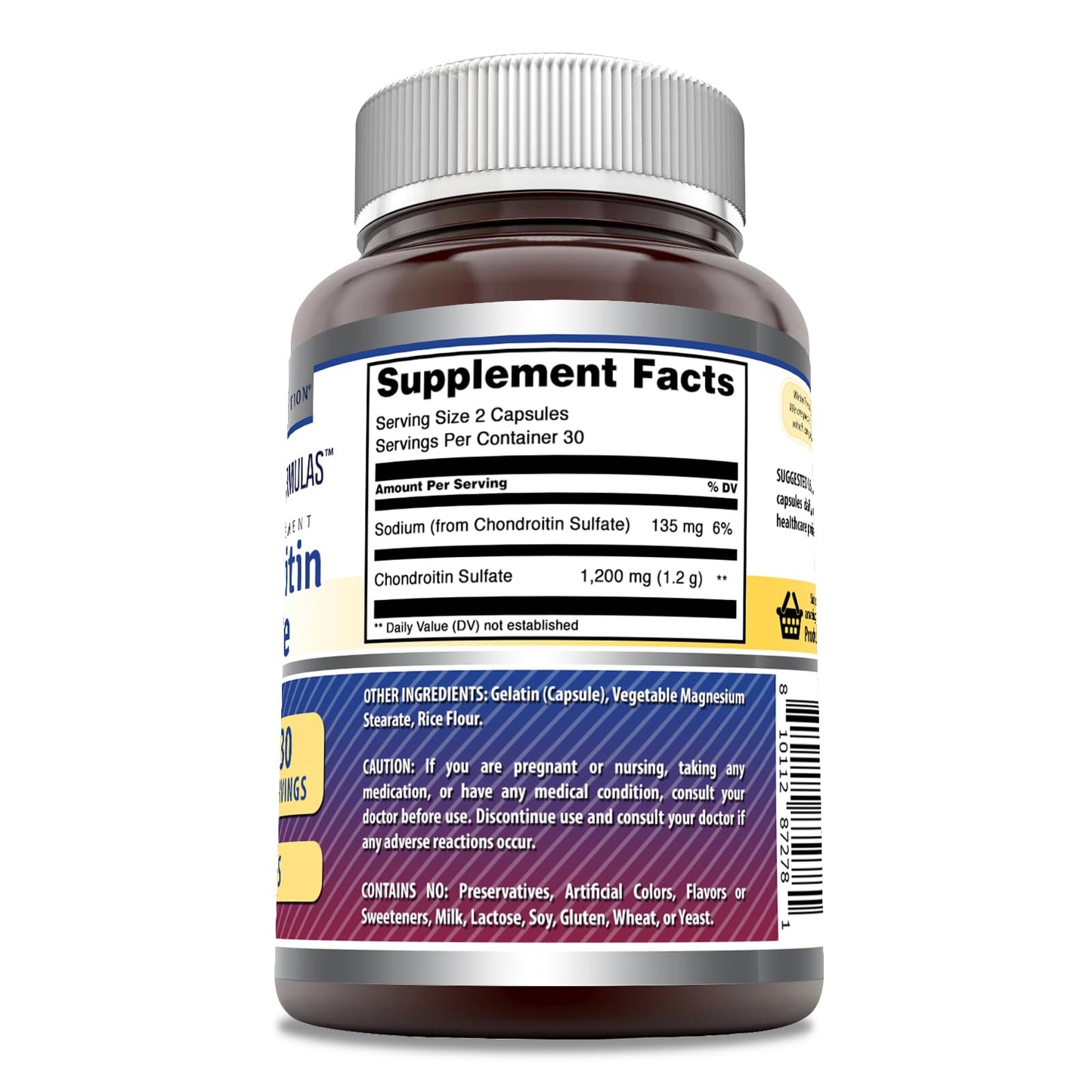 Amazing Formulas Chondroitin Sulfate 1200 mg - 60 Count Capsules | Non-GMO, Gluten Free, Made in USA