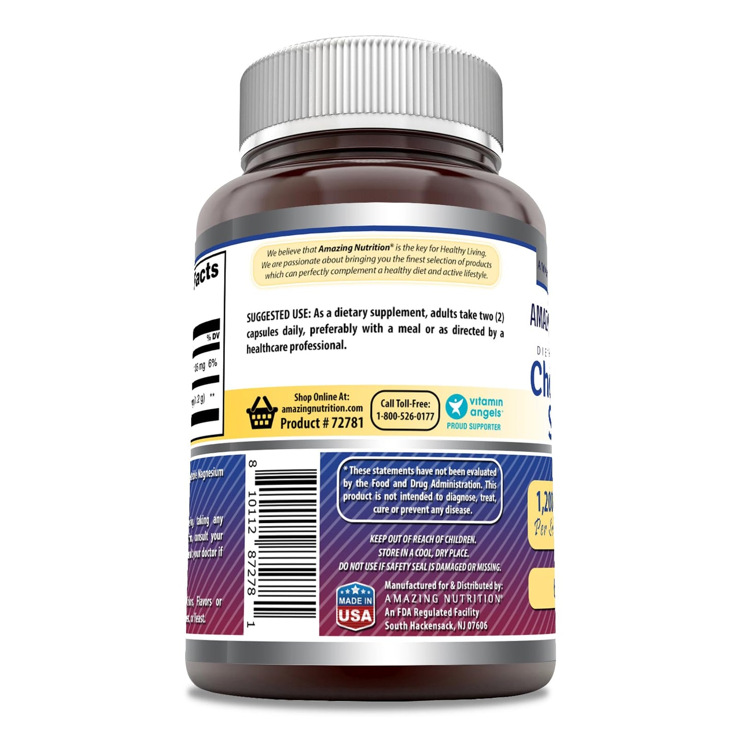 Amazing Formulas Chondroitin Sulfate 1200 mg - 60 Count Capsules | Non-GMO, Gluten Free, Made in USA