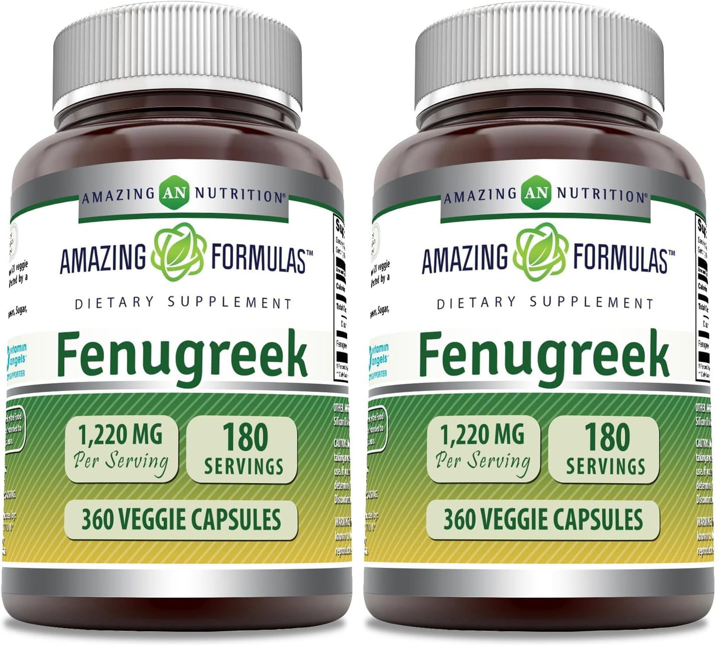 Amazing Formulas Fenugreek Seed Supplement | 610 Mg | 360 Veggie Capsules | Non-GMO | Gluten Free | Made in USA (Pack of 2)