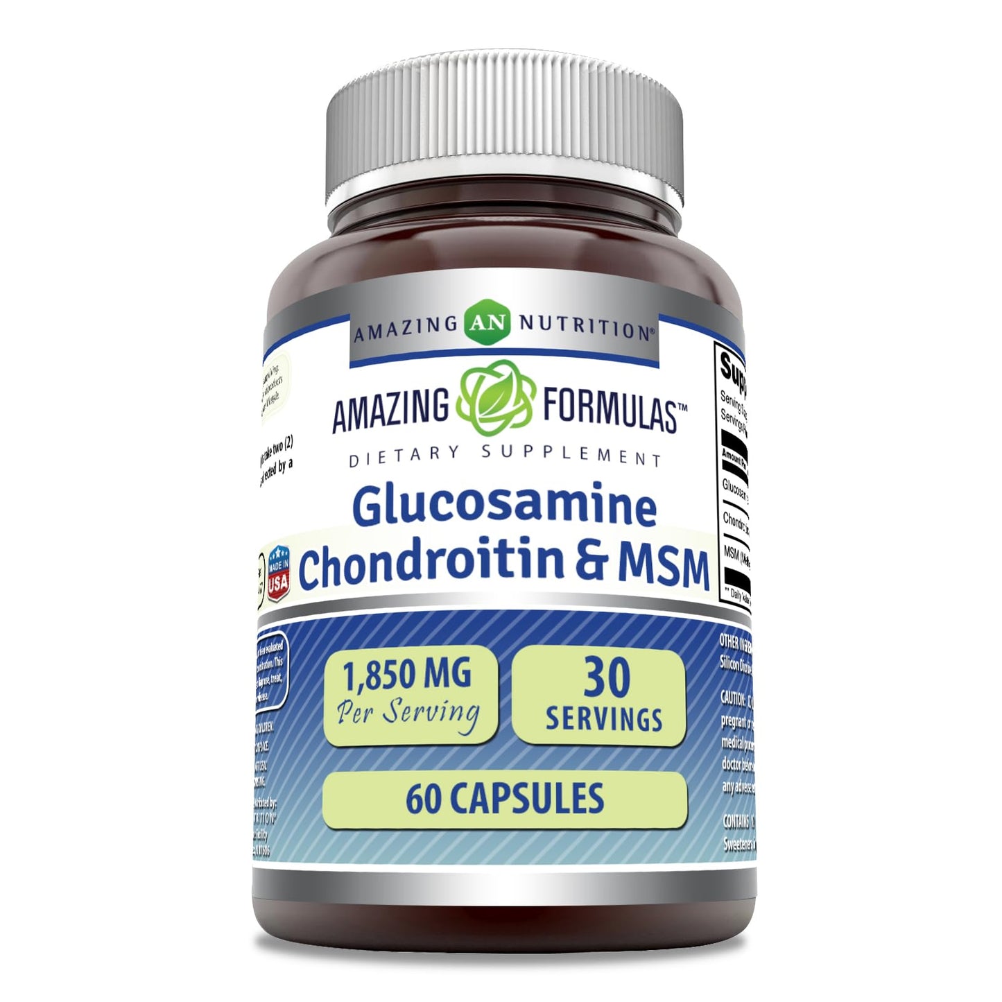 Amazing Formulas Glucosamine Chondroitin MSM 1850 mg - Non-GMO, Gluten Free - Made in USA