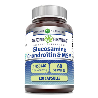 Amazing Formulas Glucosamine Chondroitin MSM 1850 mg per Serving – Non-GMO, Gluten Free, Made in USA (120 Count)