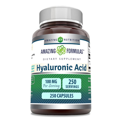 Amazing Formulas Hyaluronic Acid 100mg – 250 Capsules | Non-GMO, Gluten Free, Made in USA