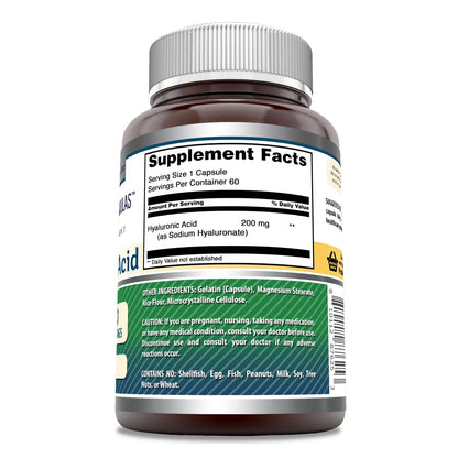 Amazing Formulas Hyaluronic Acid 200 mg Capsules – Non-GMO, Gluten Free (60 ct)