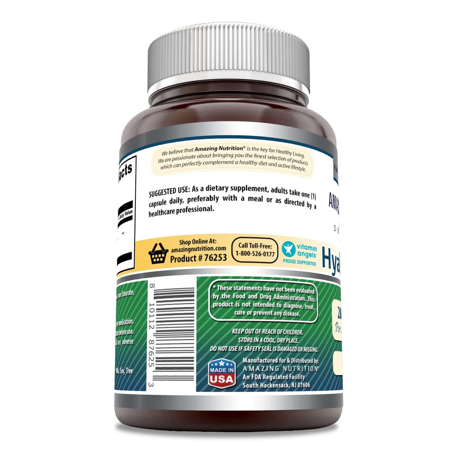 Amazing Formulas Hyaluronic Acid 200 mg Capsules – Non-GMO, Gluten Free (60 ct)