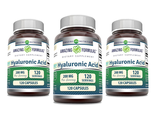 Amazing Formulas Hyaluronic Acid 200 mg Capsules – Non-GMO, Gluten Free, Made in USA | 120 Count (3 Pack) | Amazing Nutrition BritishVita | Premium UK Vitamins & Wellness Supplements