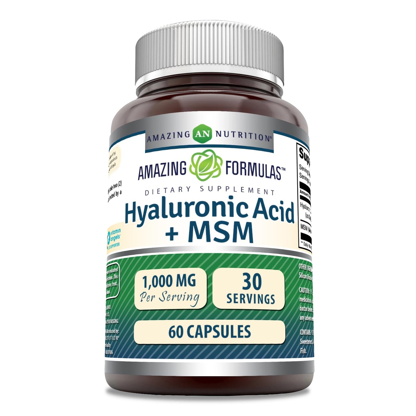 Amazing Formulas Hyaluronic Acid & MSM Supplement | 1000 Mg Per Serving | Capsules | Non-GMO | Gluten Free | Made in USA (60 Count | 1 Pack)